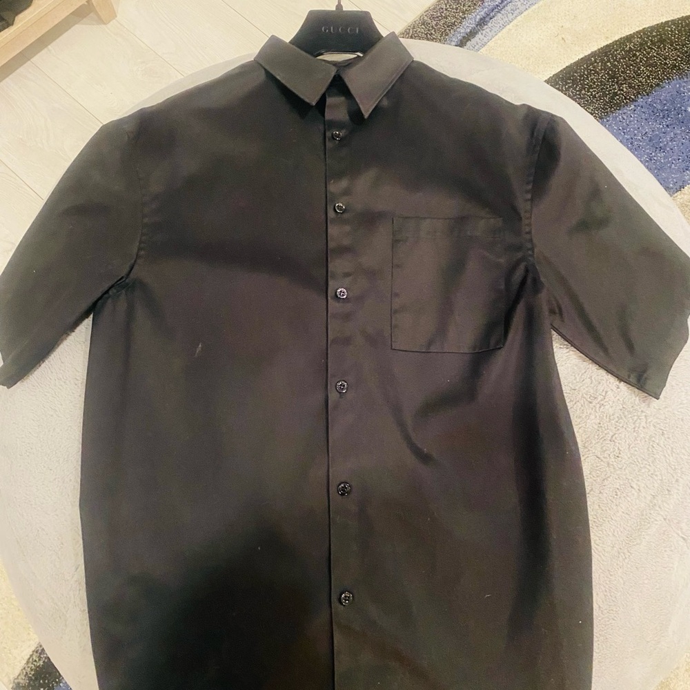 RUNWAY Exclusive! Kanye, Pusha-T, Fivio! Balenciaga black khaki button up shirt